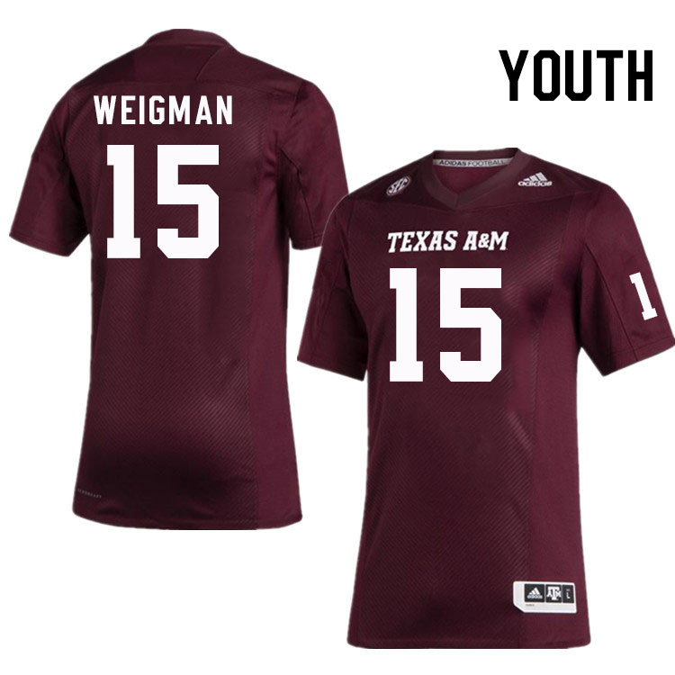 Youth #15 Conner Weigman Texas A&M Aggies College Football Jerseys Stitched Sale-Maroon - Click Image to Close